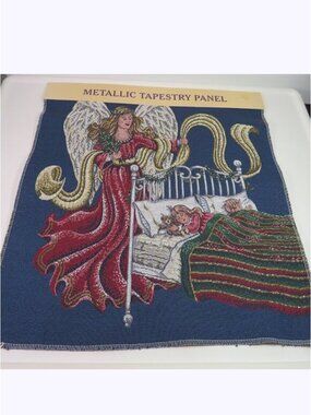 Guardian Angel Metallic Tapestry Panel 17x17 Wall Hanging Pillow Front